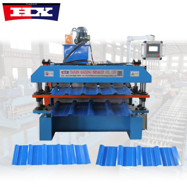 Aluminum roll forming machine for double trapezoidal