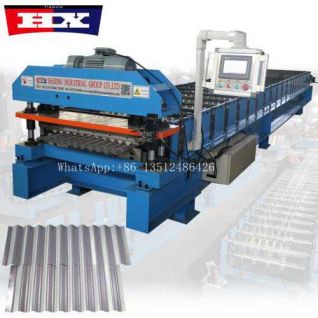 Roofing sheet machine for making corrugated
